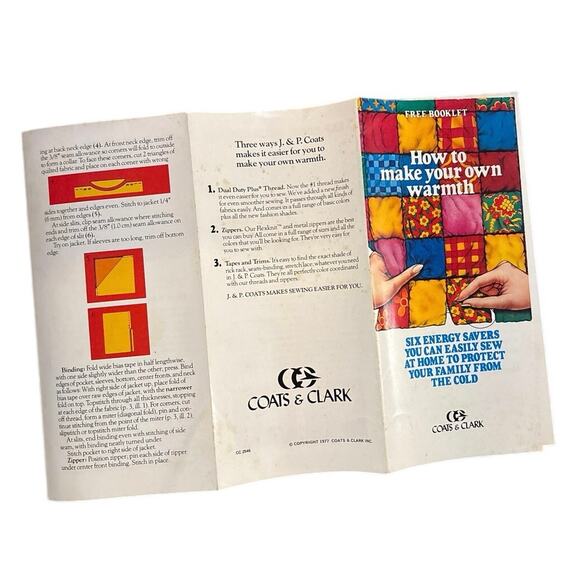 1977 Coats & Clark “How to Make Your Own Warmth” Sewing Energy Saver Booklet - Picture 6 of 8